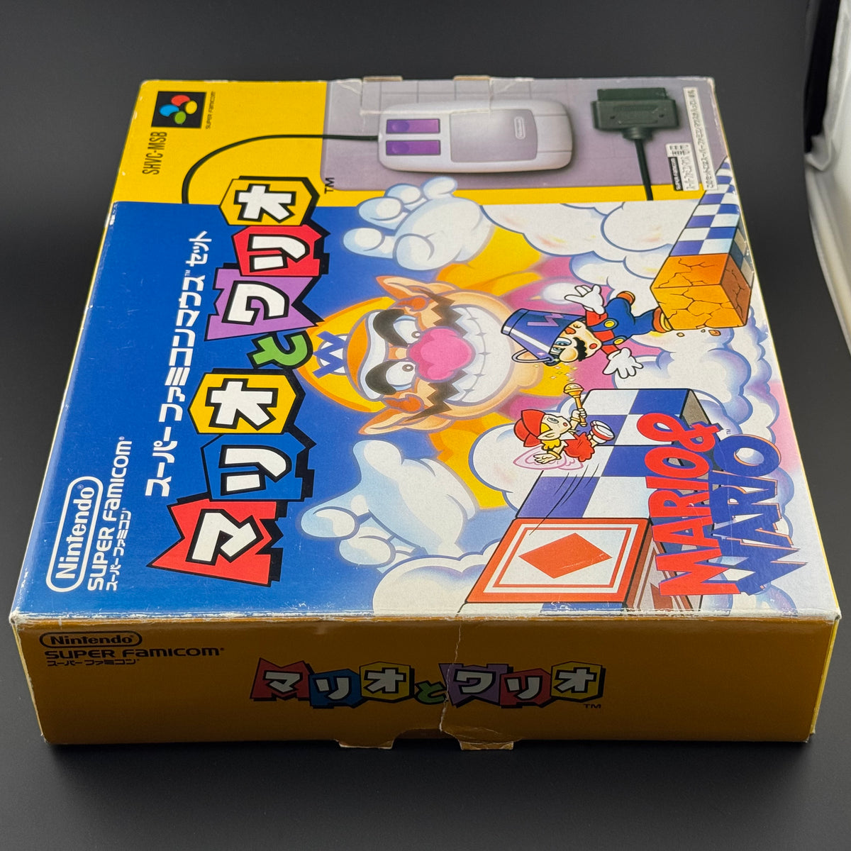 Super Famicom Mario & Wario [Mouse & Pad Big Box Bundle] CIB