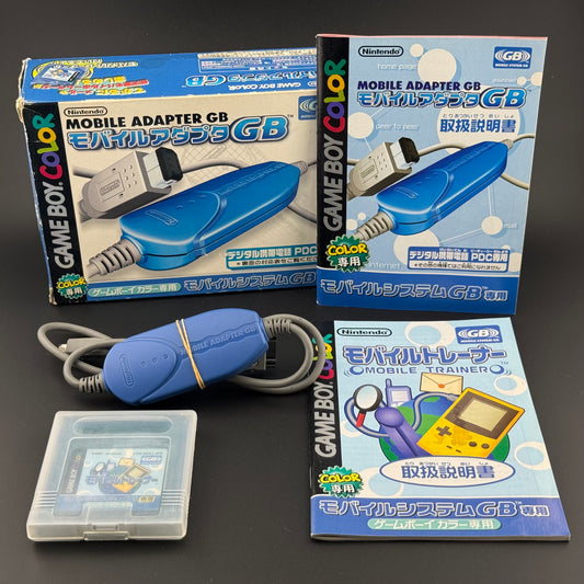 Nintendo Game Boy Color Blue Mobile Adapter GB [CGB-005PD] + Mobile Trainer CIB