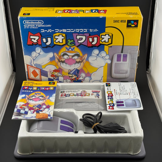 Super Famicom Mario & Wario [Mouse & Pad Big Box Bundle] CIB